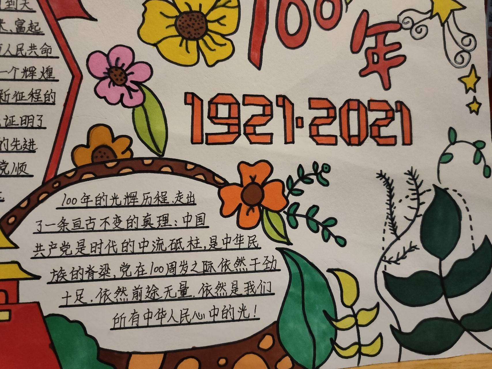 建党一百年主题手抄报