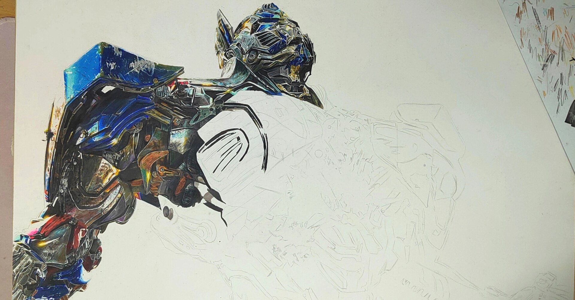 擎天柱彩铅完整版