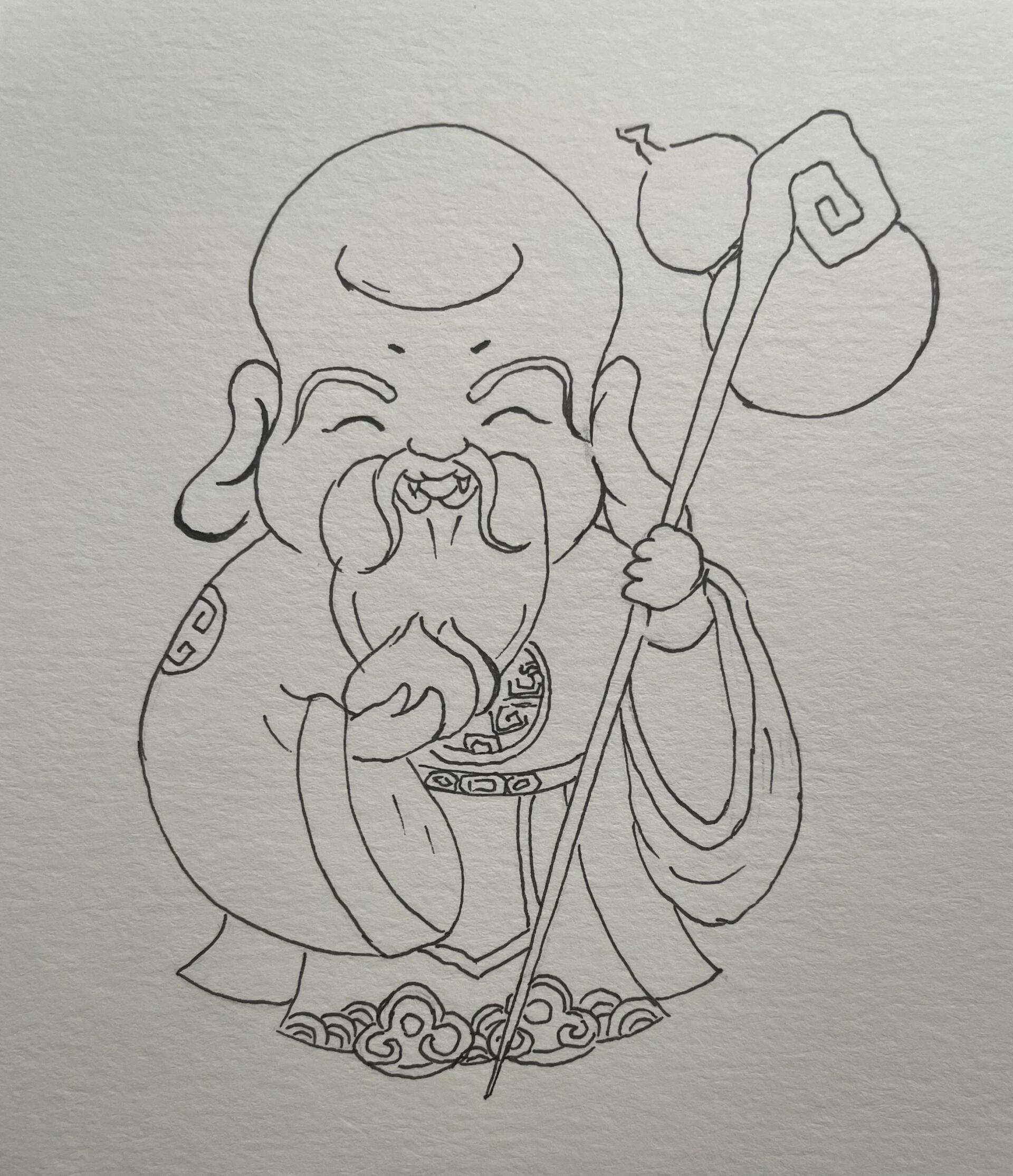 福禄寿素描图片图片