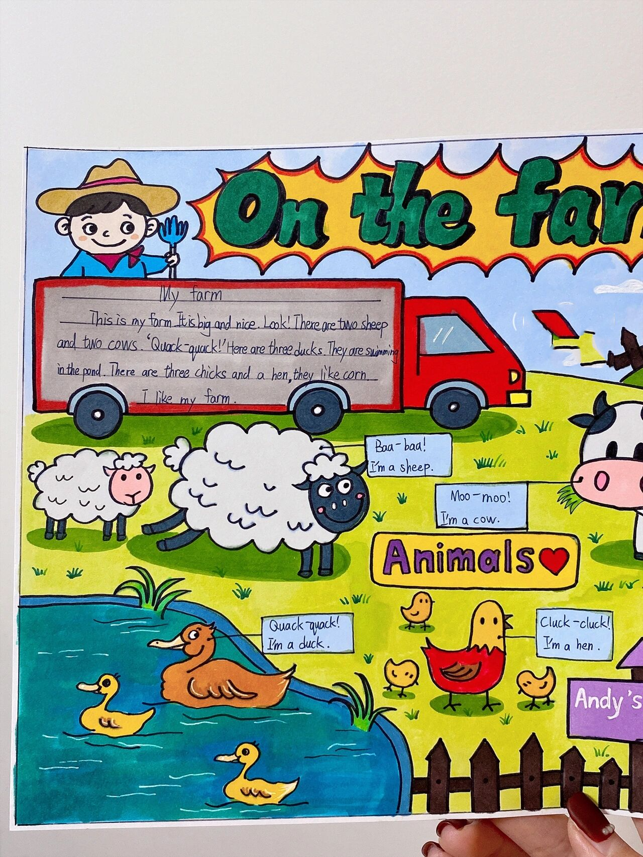 马克笔手抄报|英语小报|on the farm
