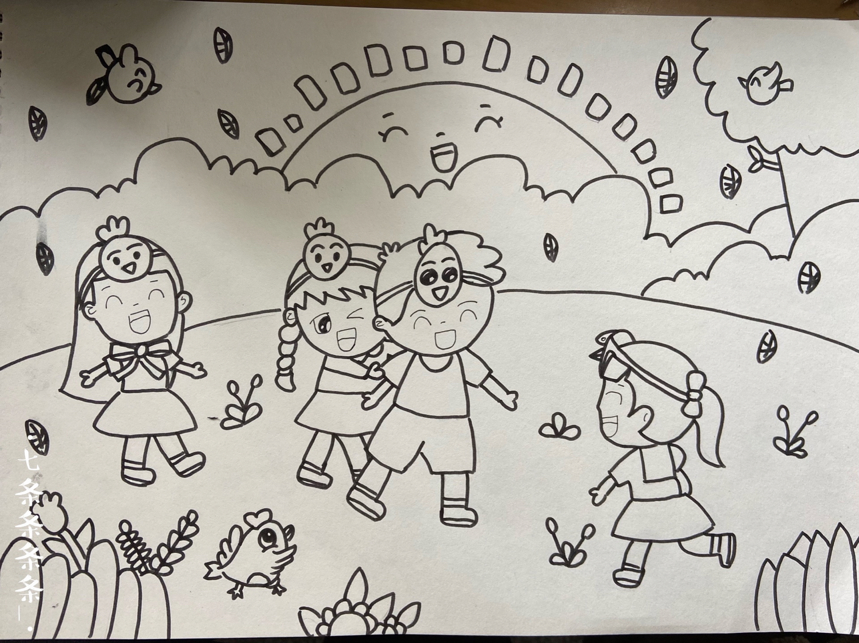 简笔画打卡|儿童画【老鹰捉小鸡】 临摹:喜绘美学儿童画 96绘画小白