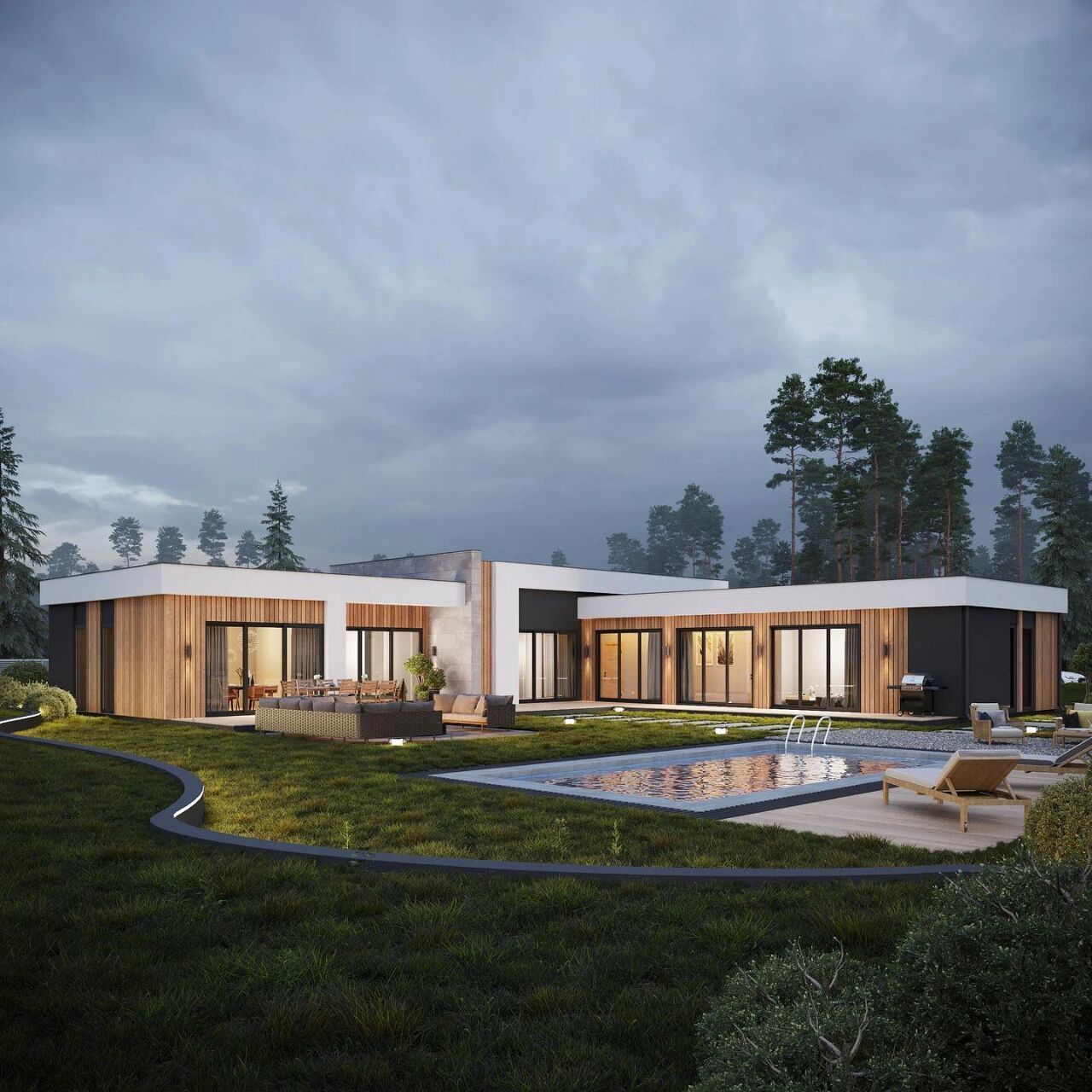 l型宅基地一层现代简约风格农村自建别墅 01如有自建房需求,欢迎