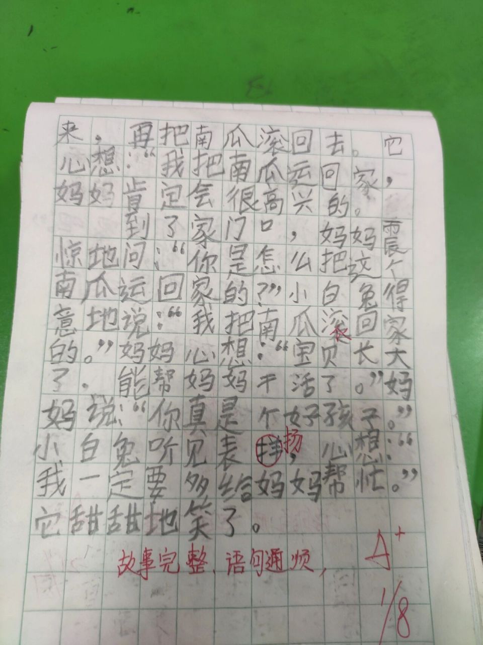 二年级看图写话《小白兔运南瓜》