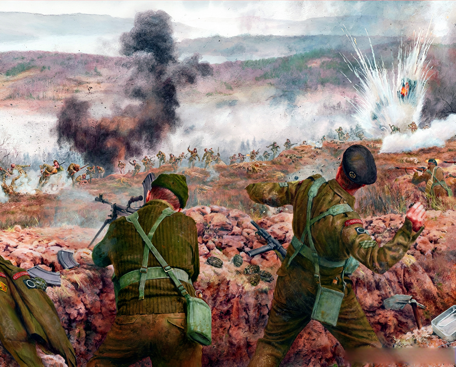 抗美援朝战争的cg图,双方普通装备都在同等水平,美军只是重装备数量