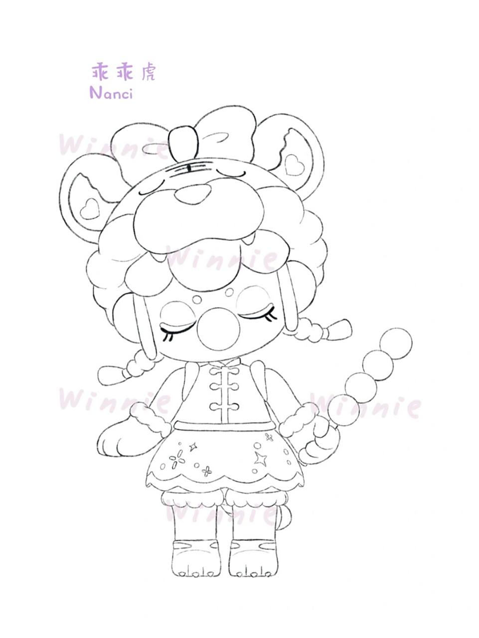 【手绘彩铅盲盒】若来五虎临门nanci/附线稿 老规矩:完整绘画过程视频