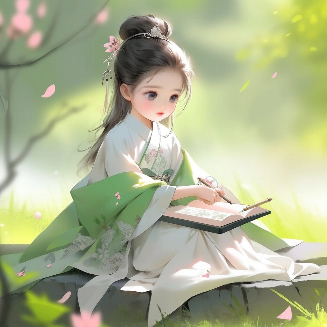 古风女生读书学习头像