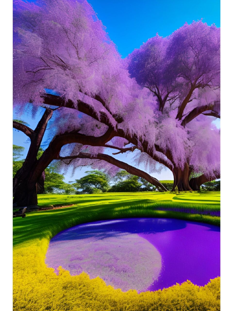 风景山水,山,水,树花