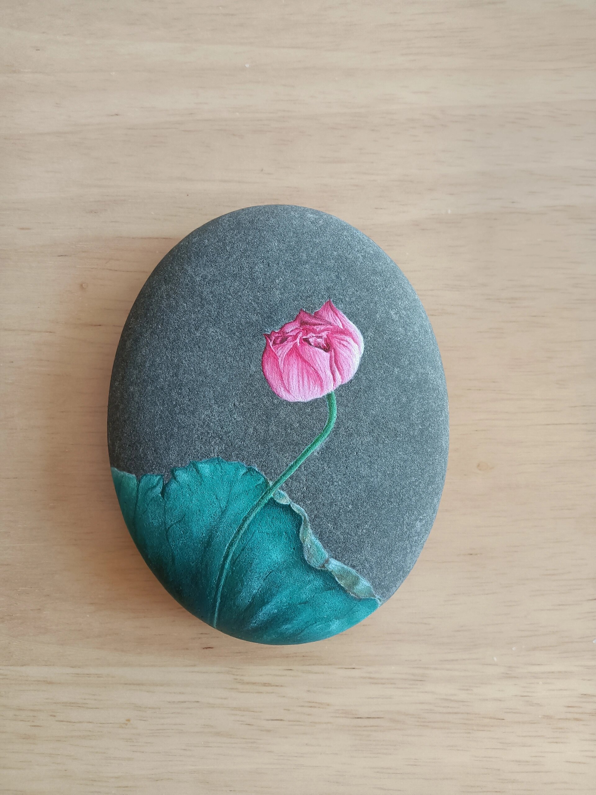 手绘石头画——《荷》 夏日浪漫从荷花开始