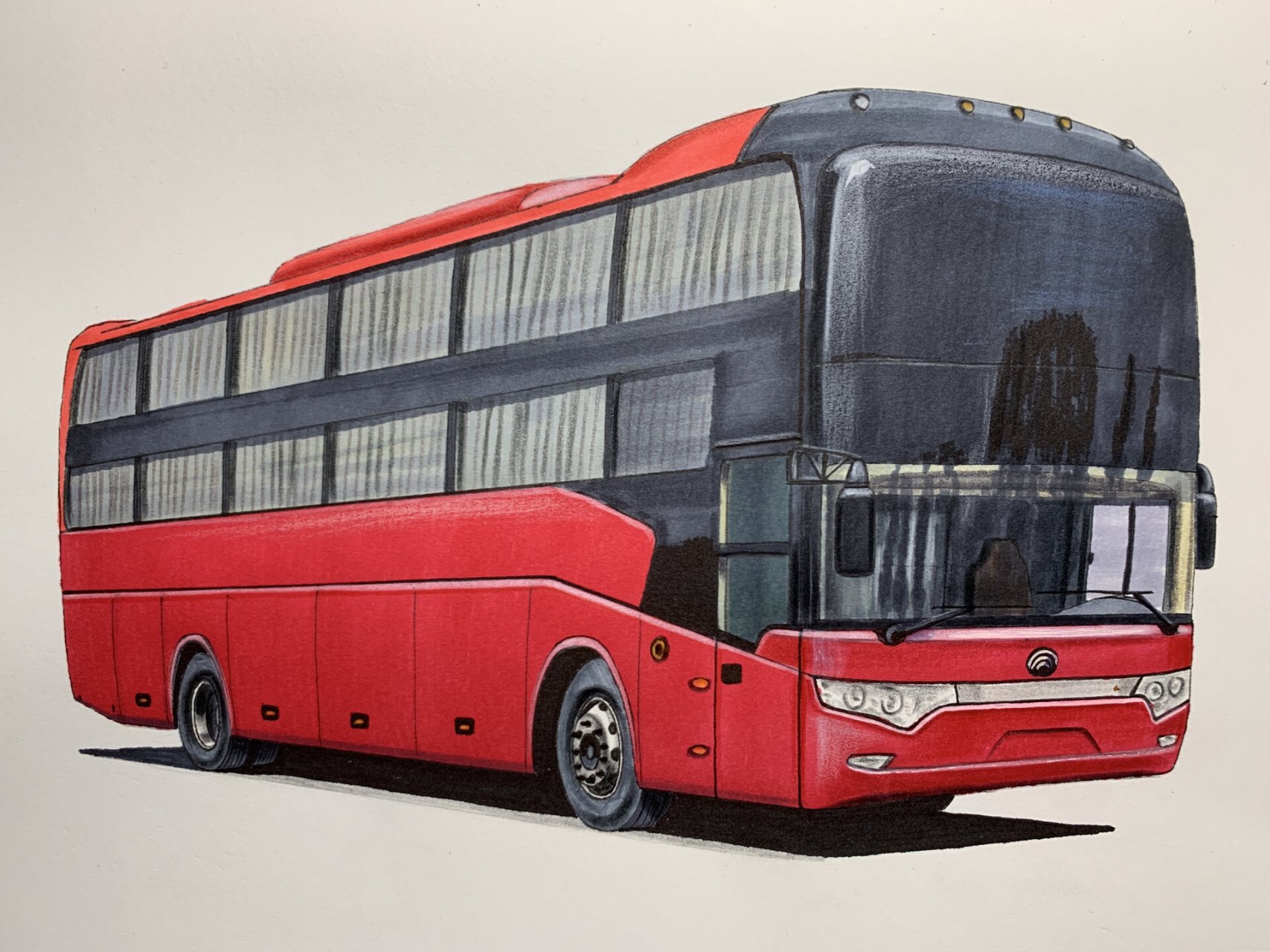 画了宇通双层卧铺客车,谢谢观看