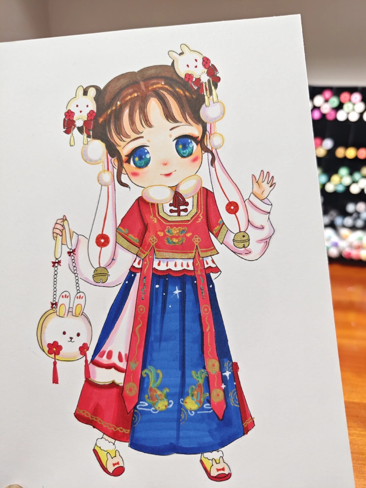 照片转动漫q版|兔子新年服饰 好可爱的小女孩,好可爱的新年衣服,忍不