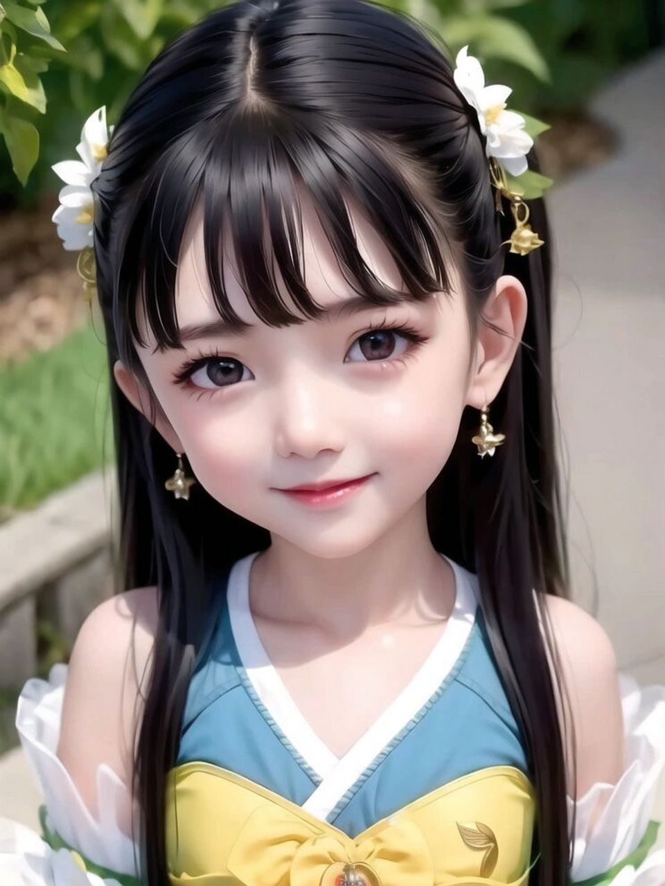 ai可爱女孩 古风小女孩原画素材