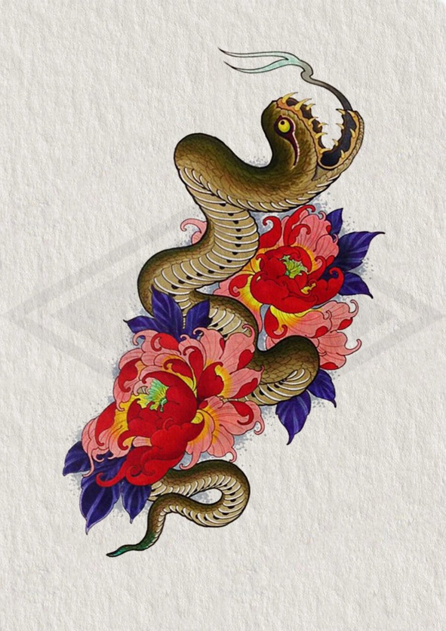 传统纹身题材-蛇(2) 蛇又被称为"小龙",蛇一直都是非常吉祥富贵的象征