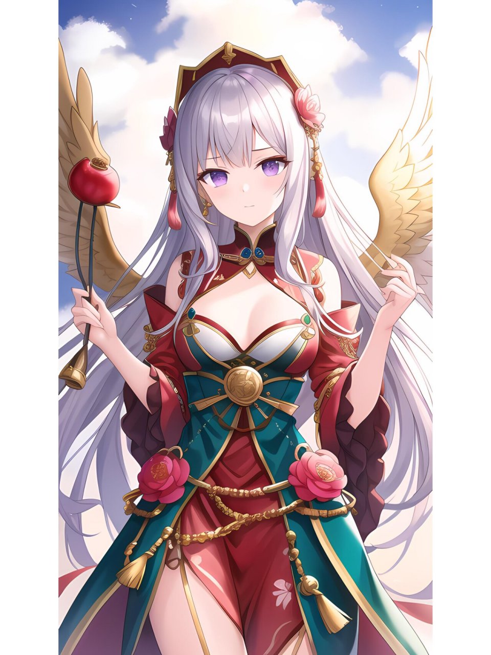 蓝天下挥着翅膀的女孩,动漫二次元绘画人物 #西安随手拍#0202#二