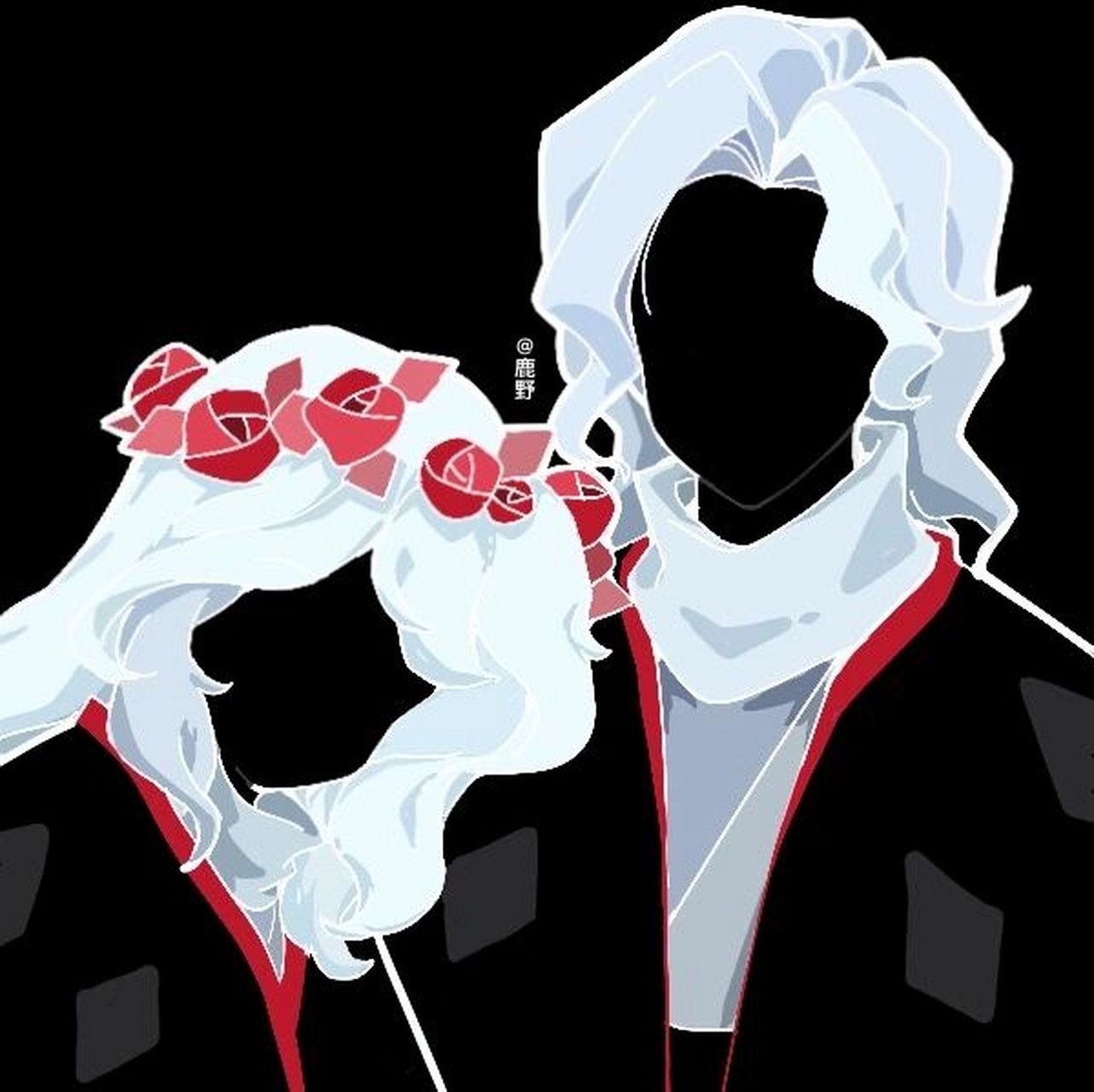 [光遇头像]006 光遇花环头和中长发cp头 黑红配色 光遇日常画画