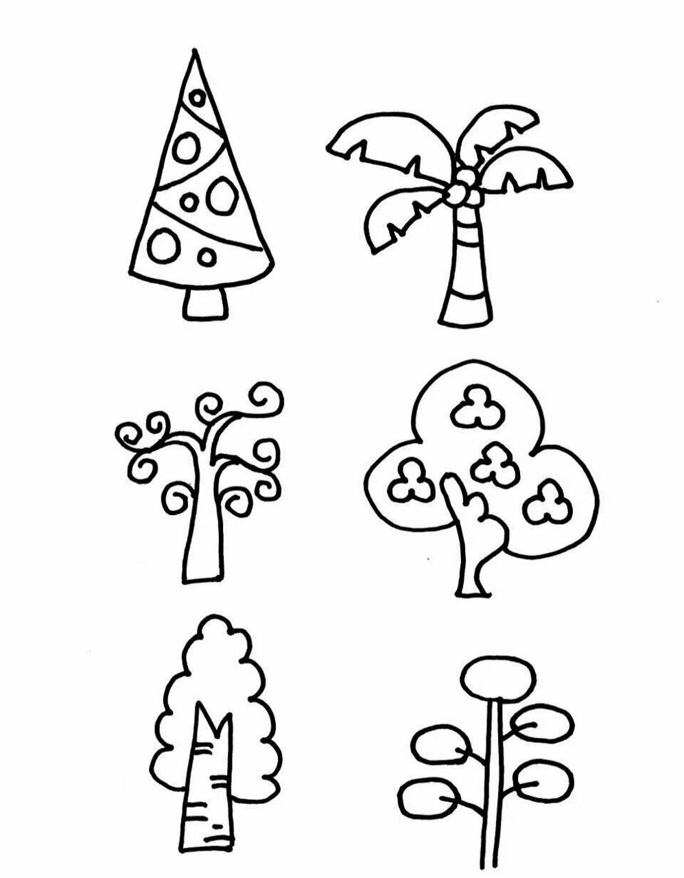 简笔画:不同的大树99造型