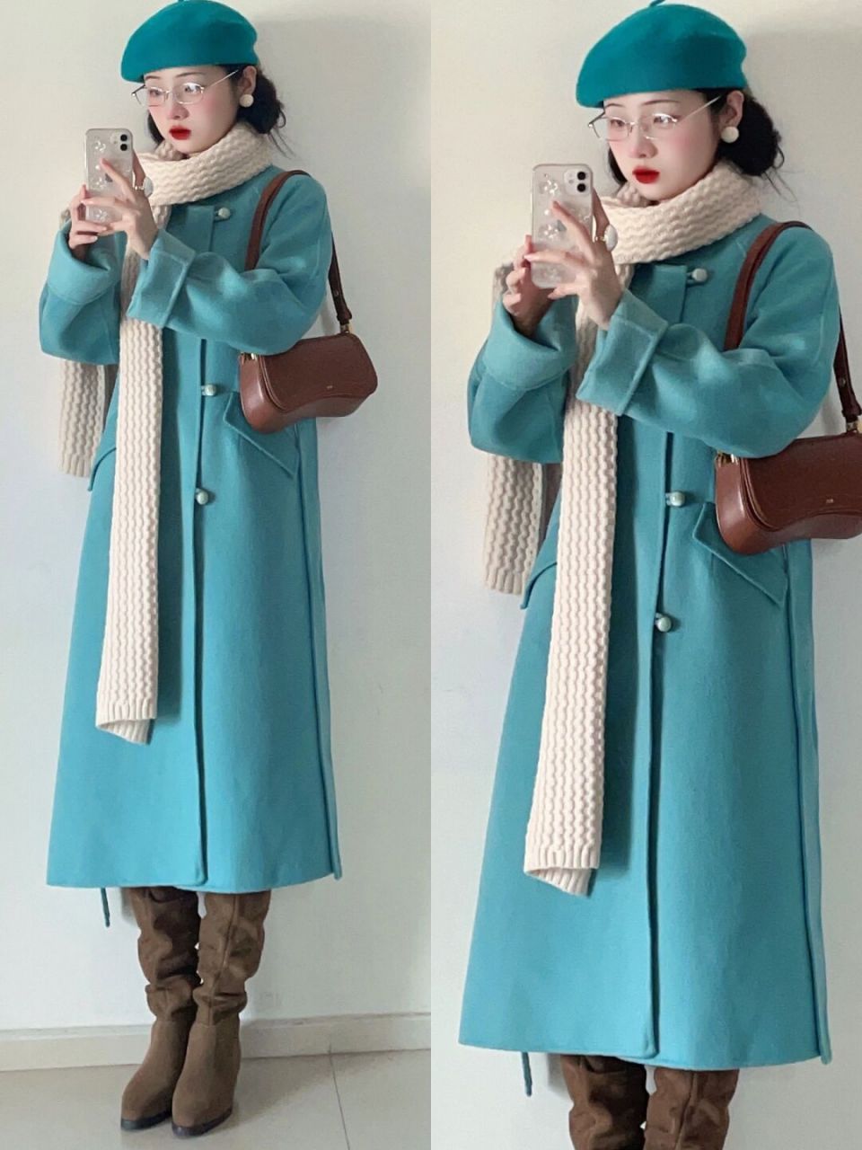 秋冬穿搭# #秋冬# #每日穿搭# #tiffany蓝# #大衣穿搭# #复古穿搭