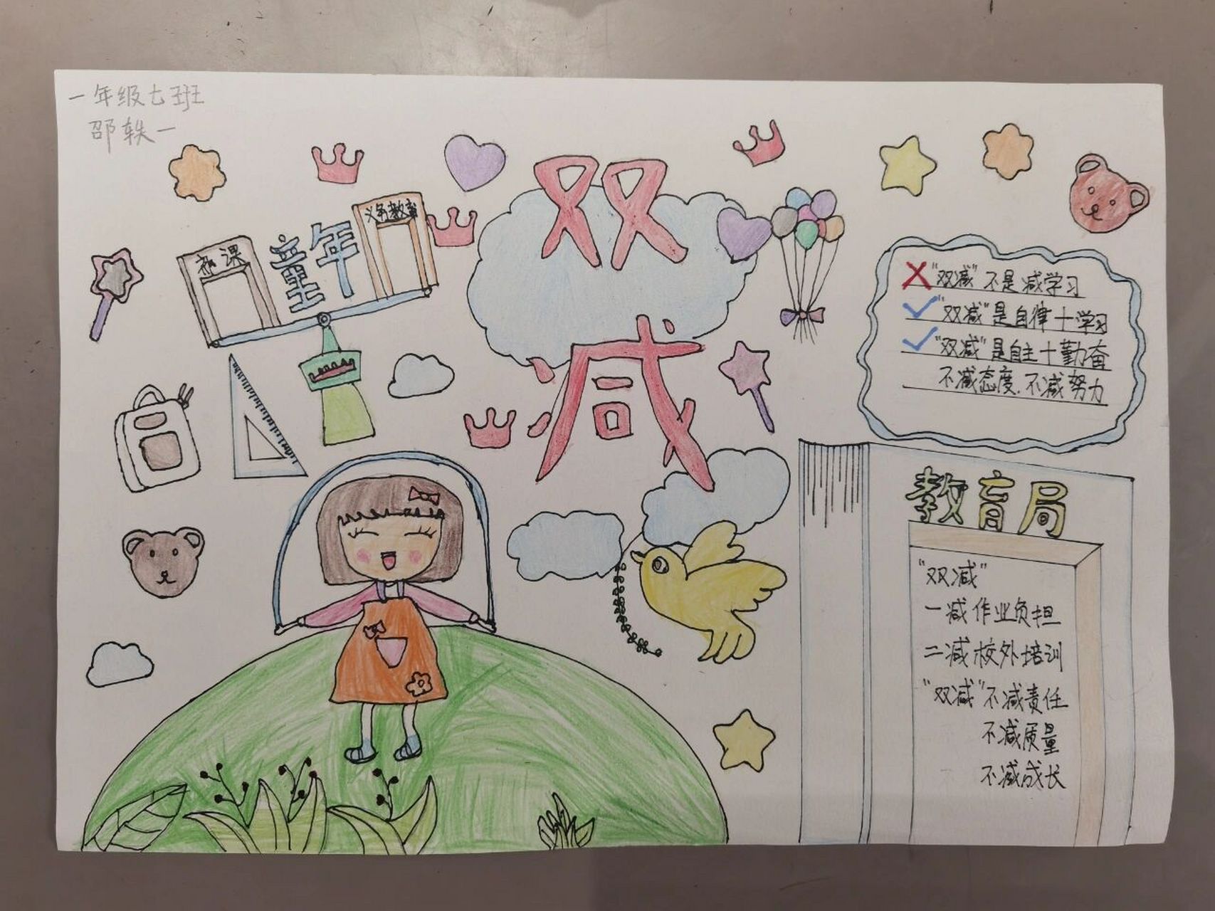 "双减"手抄报 新手妈妈和孩子的创作 "双减"手抄报 新手妈妈和孩子的