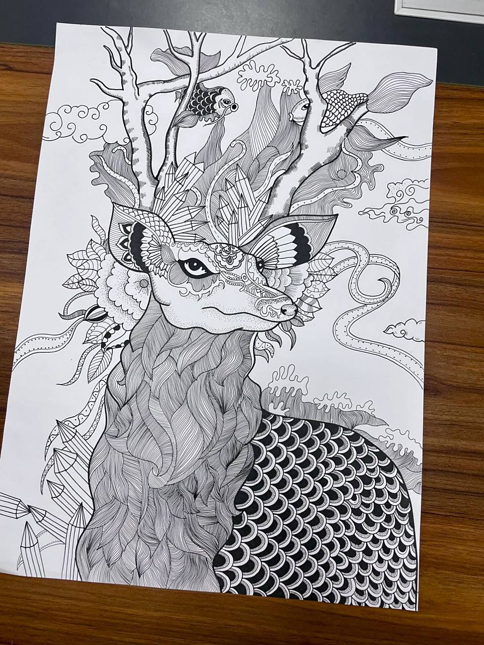 黑白线描-鹿 你喜欢点线面吗?