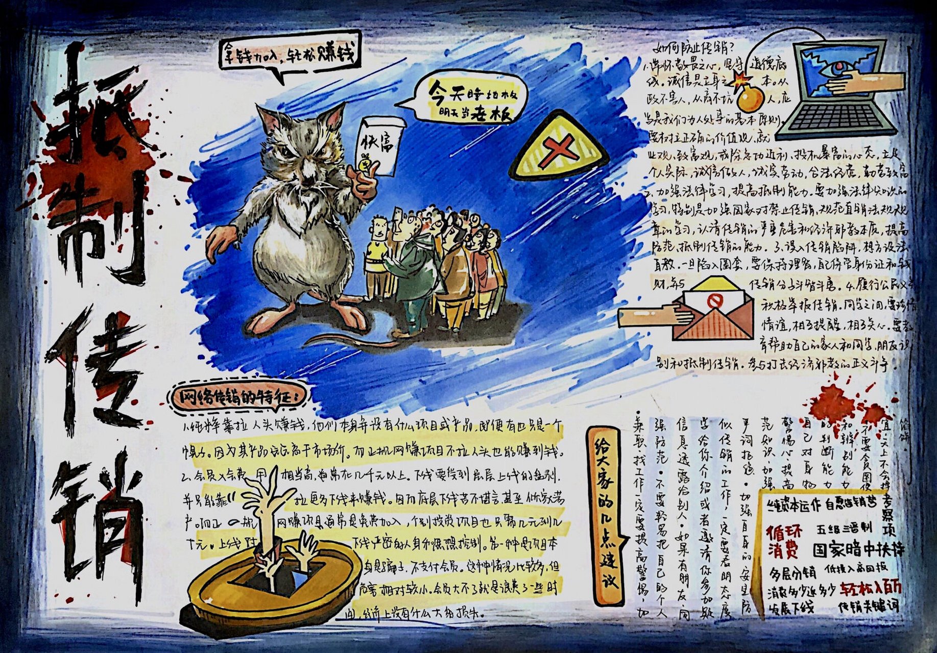 抵制传销手抄报啦 之前和 . 小可爱一起画的啦 是库存 (仅剩的)