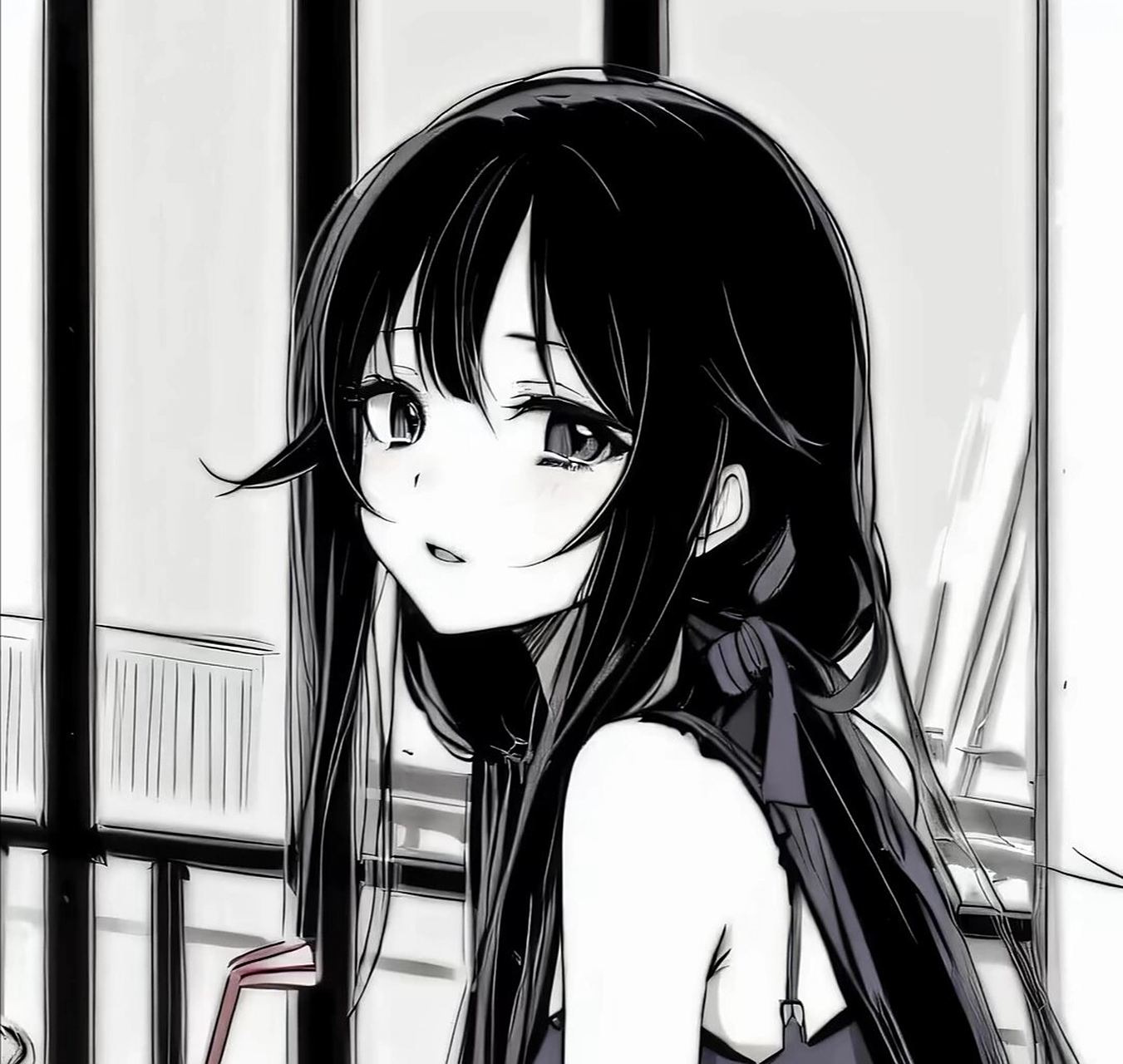 黑白动漫高冷女头