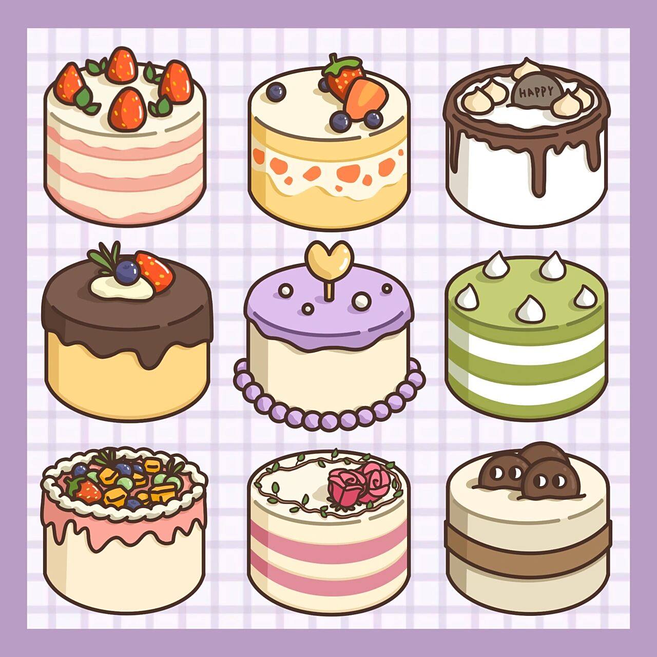 原创|手账素材|萌萌的简笔画|奶茶大全 今日份的萌萌蛋糕简笔画,看这