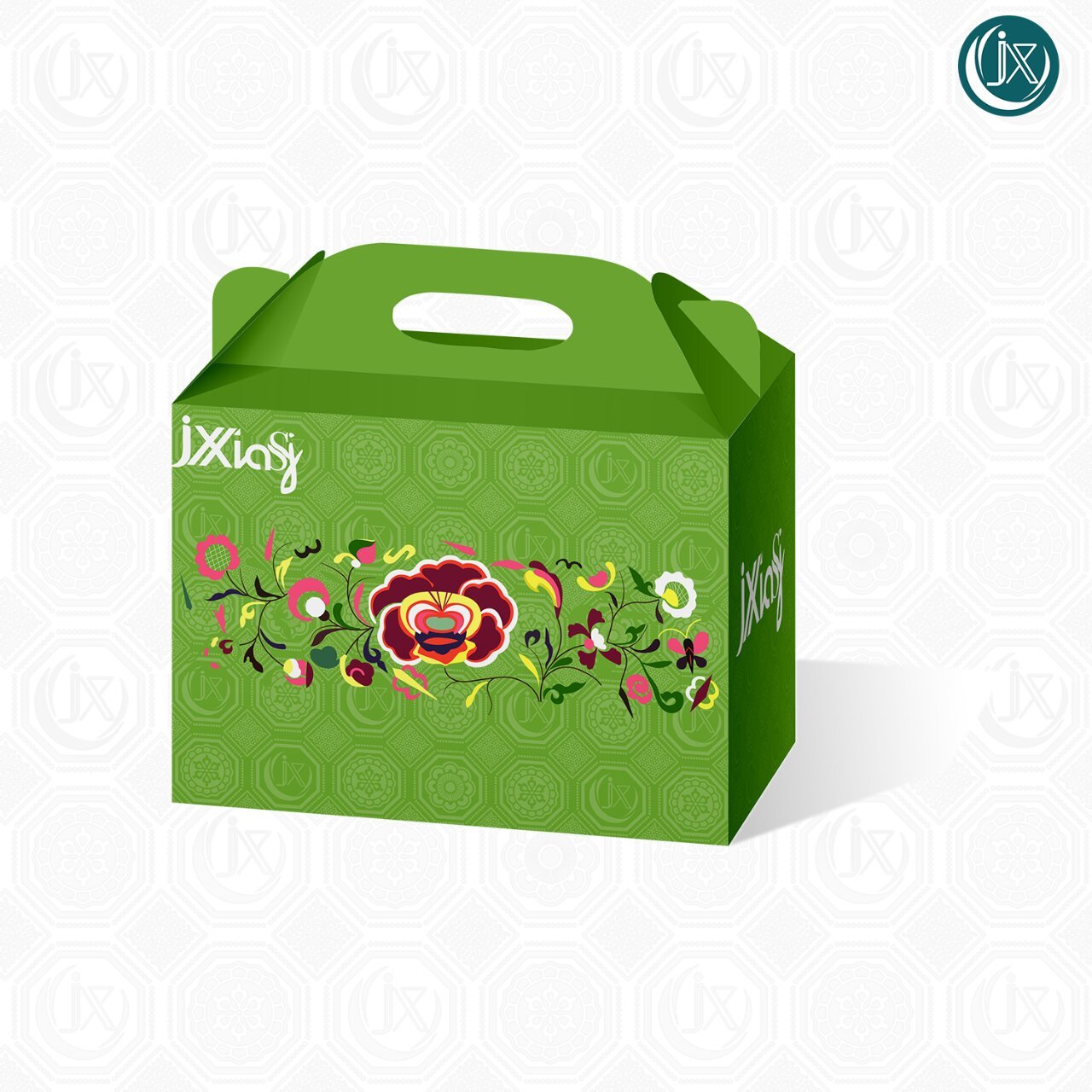 异形包装盒刀版图样机02 糖果盒02 02手提纸箱拱形纸盒刀模展开