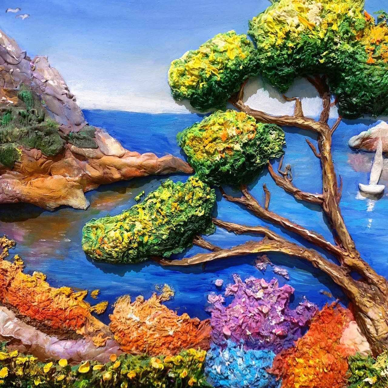 粘土画作品分享7915风景画 2022年前最后一个月了,愿你我逢冬多些