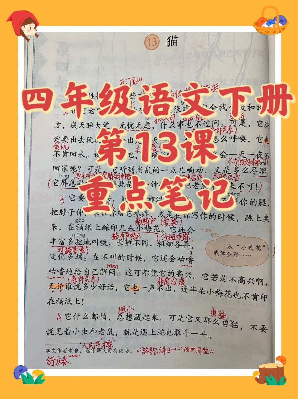 四年级语文下册第13课课堂重点笔记95 四下语文第十三课课堂笔记