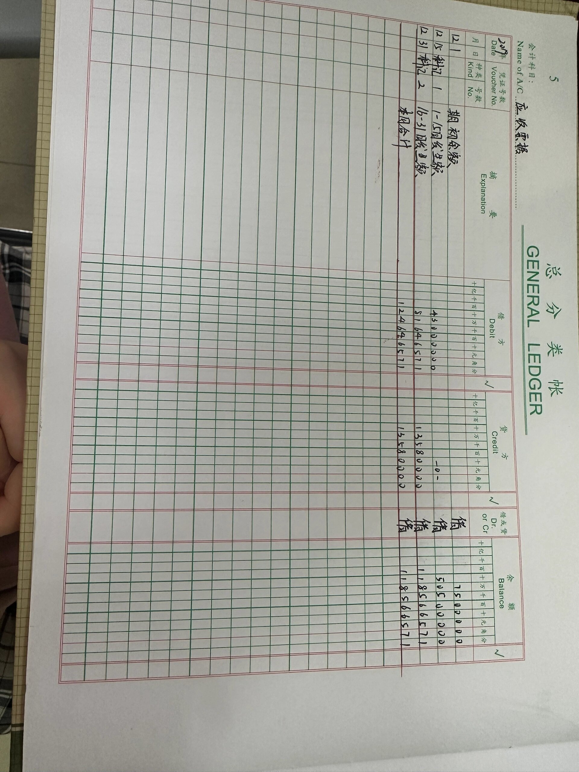 关于总账手工账