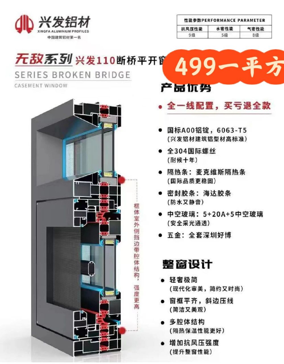 兴发铝材 110系列499一平方