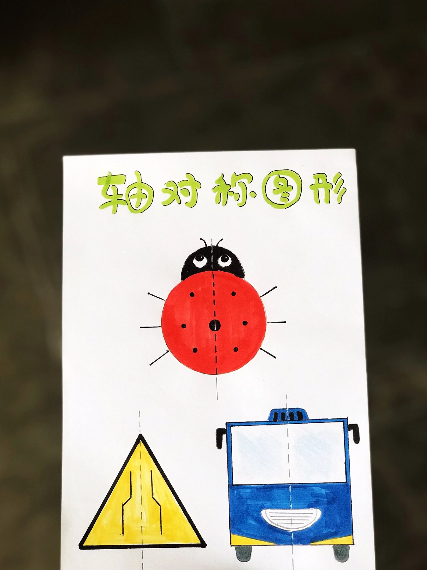 小可的数学期末乐考题目之一: 绘制轴对称图形7115 	 原本也想画