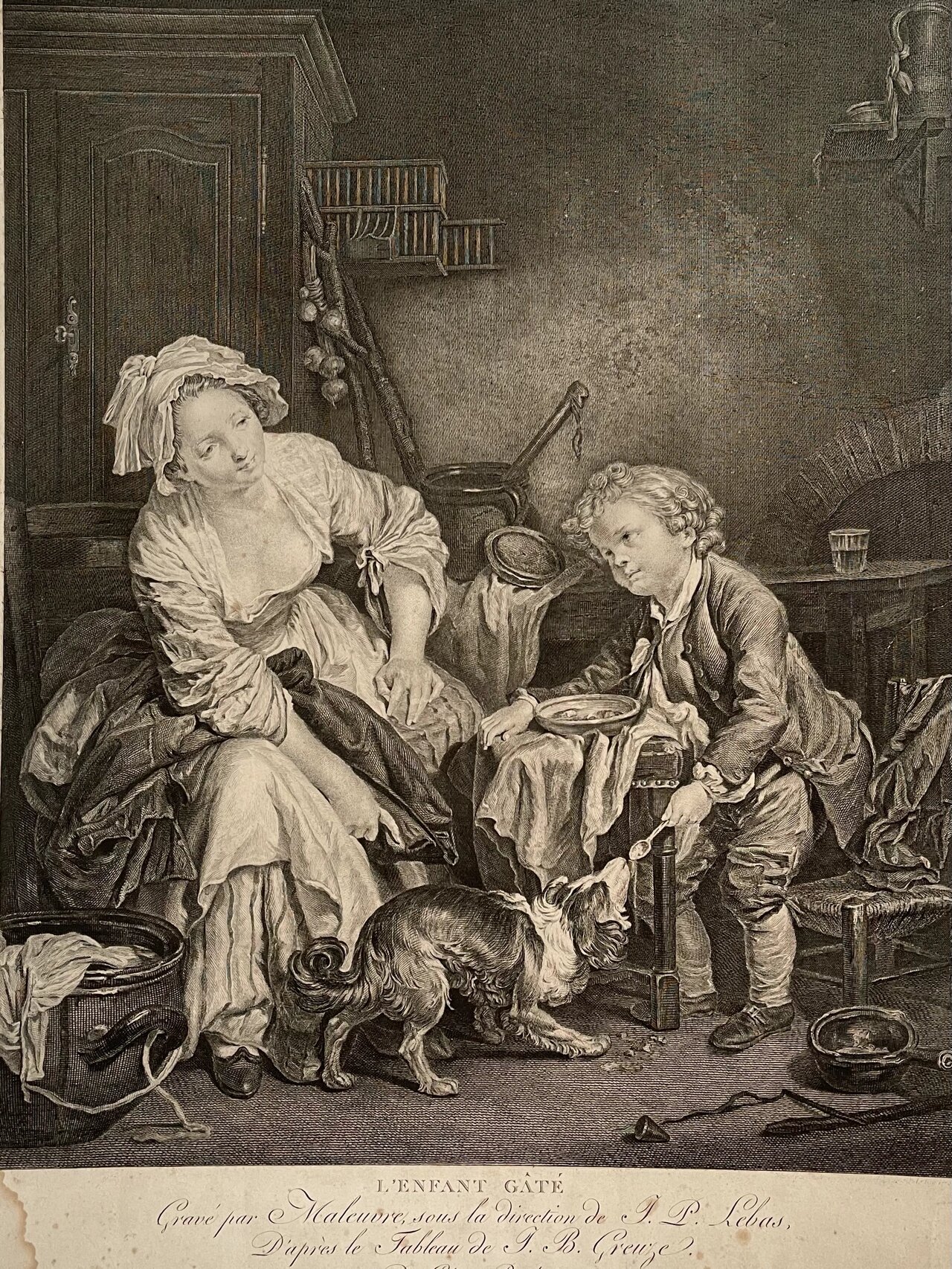 18世纪法国名画《宠坏的孩子》铜版画
