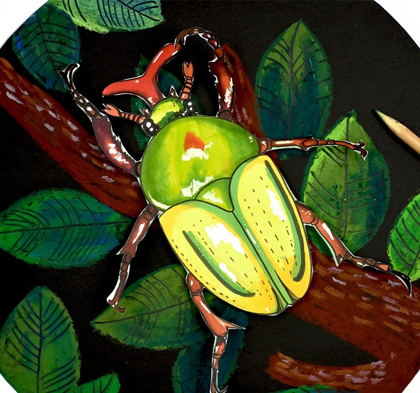 儿童画教程|甲虫 教学重难点 1.