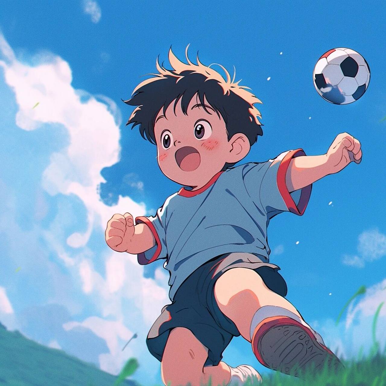 可爱男生头像:踢足球的男孩
