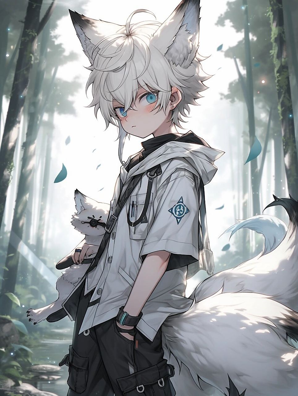 正太狐妖 | 动漫男生头像壁纸插画素材 姐姐要来摸摸我的耳朵嘛