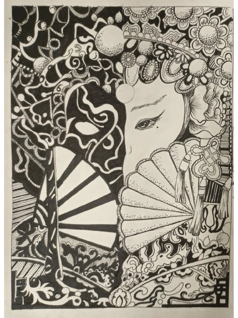 黑白装饰画|平面构成|对比与调和 临摹作品 黑白装饰画 点线面构成