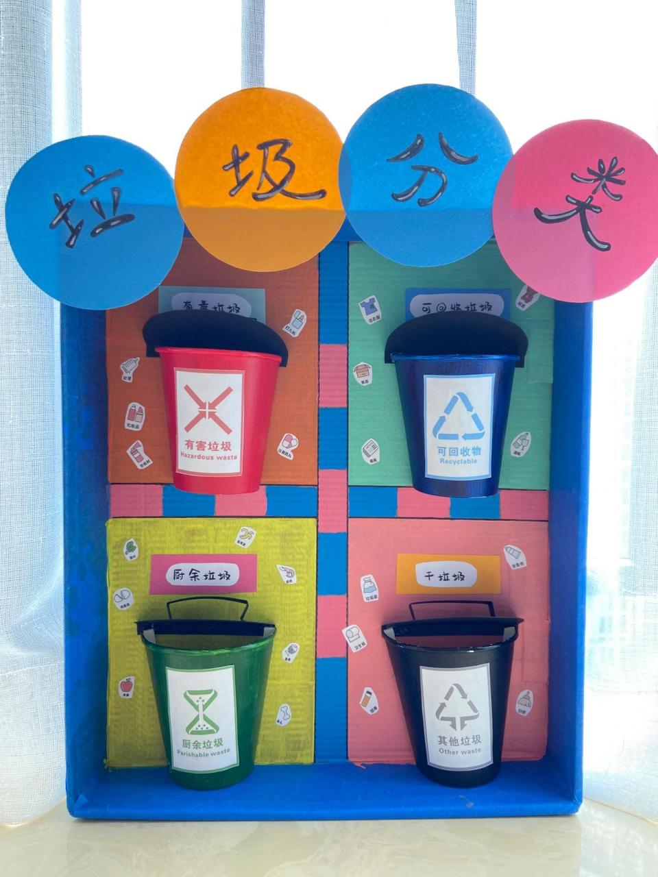 幼儿园创意环保7515垃圾分类手工      环创 垃圾分类,从我做起
