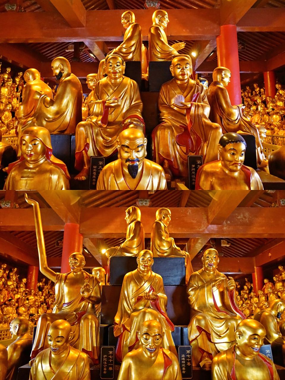 九华山百岁宫五百罗汉堂,让你眼前一"亮" 五百罗汉堂国内很多寺院中都