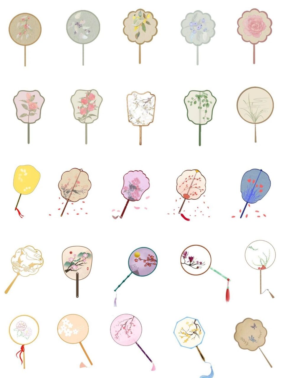 扇免抠素材  🍬🍬🍬今天给大家分享一组中国风古典扇子——团扇