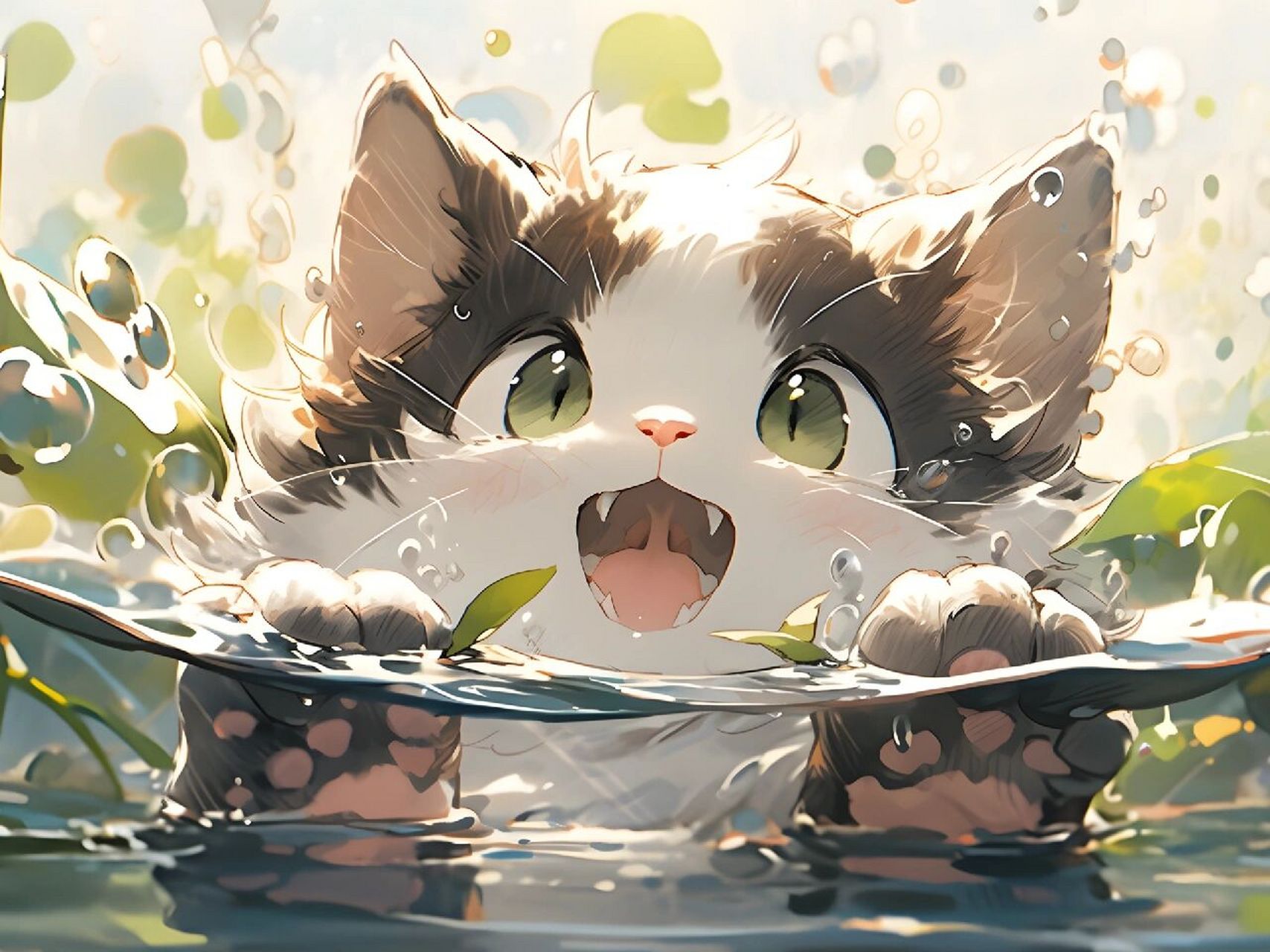 夏日游泳猫咪 | 8k ipad 电脑桌面壁纸 ③