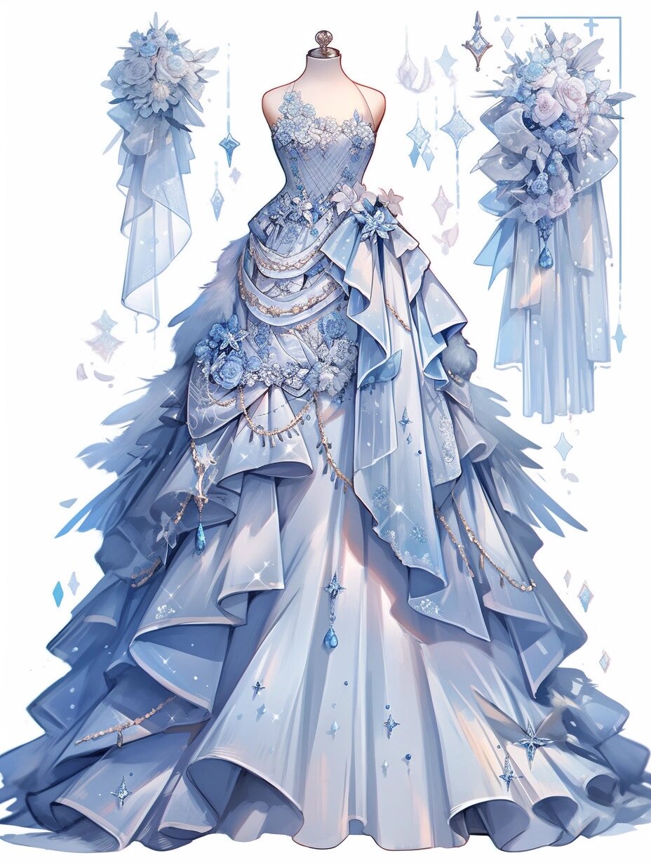 oc|公主|晚礼服 素材 所有的图~ai出图 给大家提供一些设计oc时的灵感