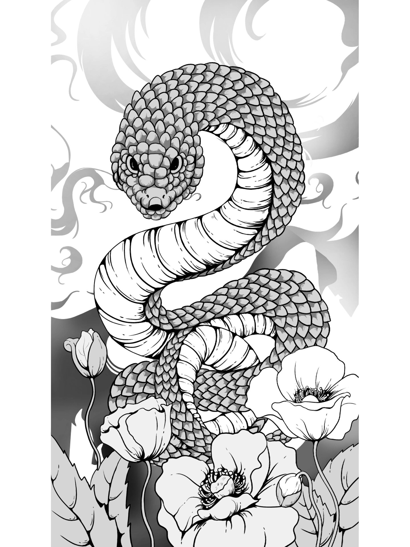 十二生肖—蛇—线稿