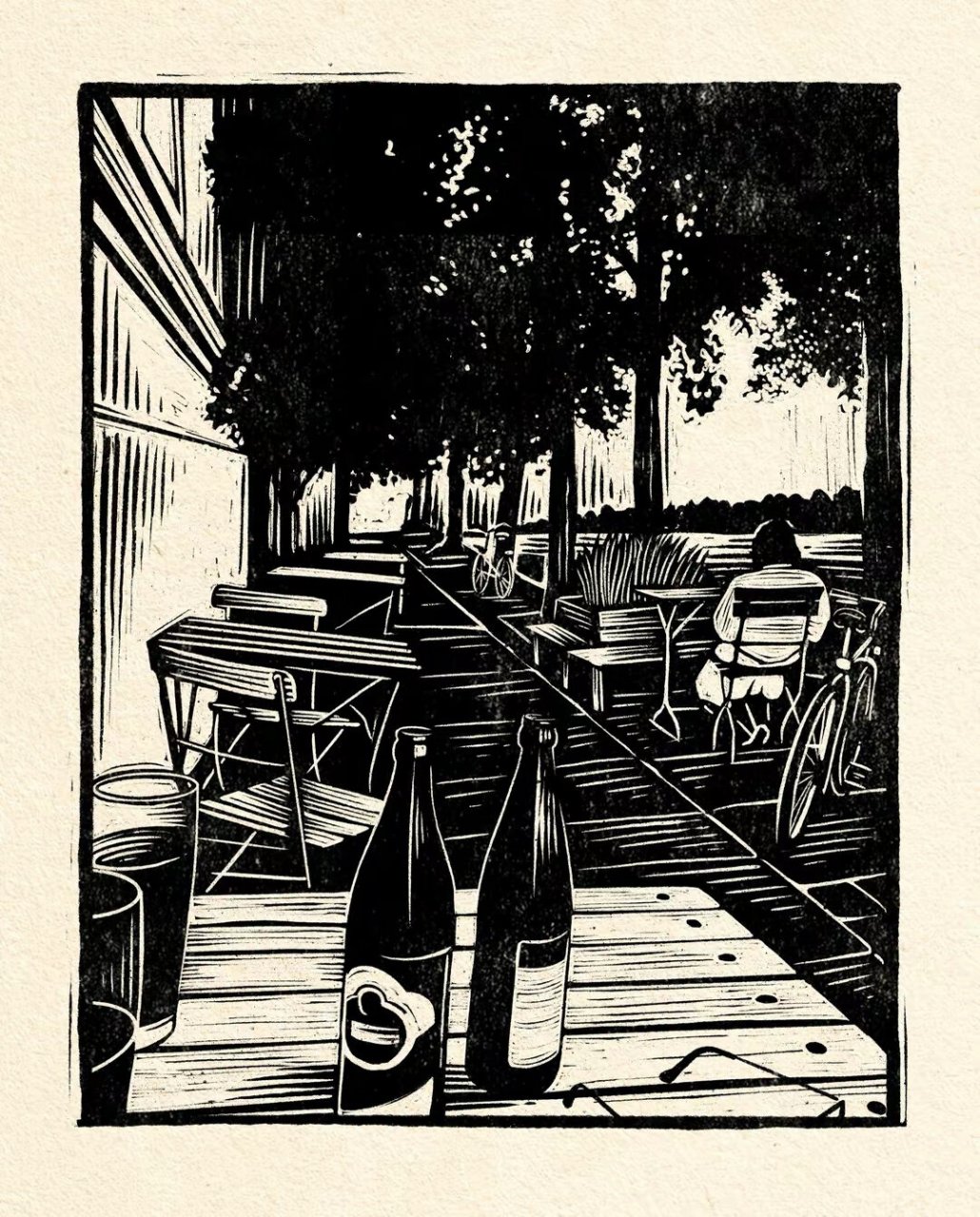 来一组静物木刻版画吧 来自德国艺术家ella ginn的木刻版画,看多了