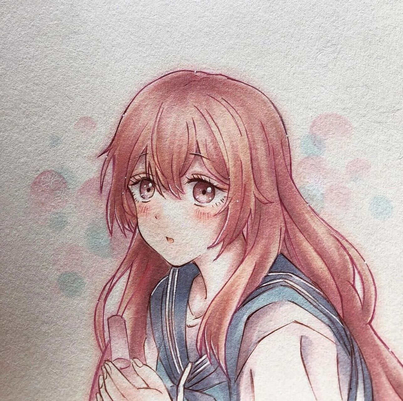 超萌二次元漫画女孩手绘 | 马克笔,水彩形式