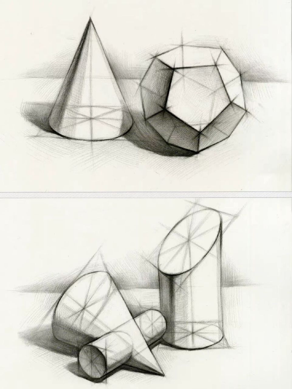 学素描必须收藏的干货/石膏几何体结构素描 刚入门的童鞋可以先学石膏