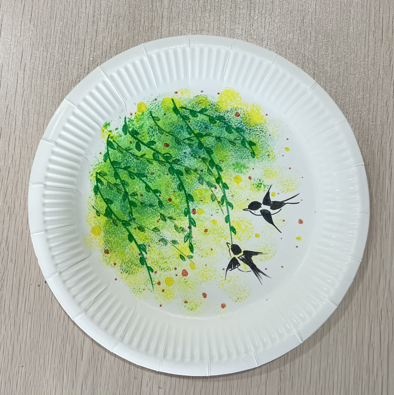 幼儿盘子画春天的景色图片