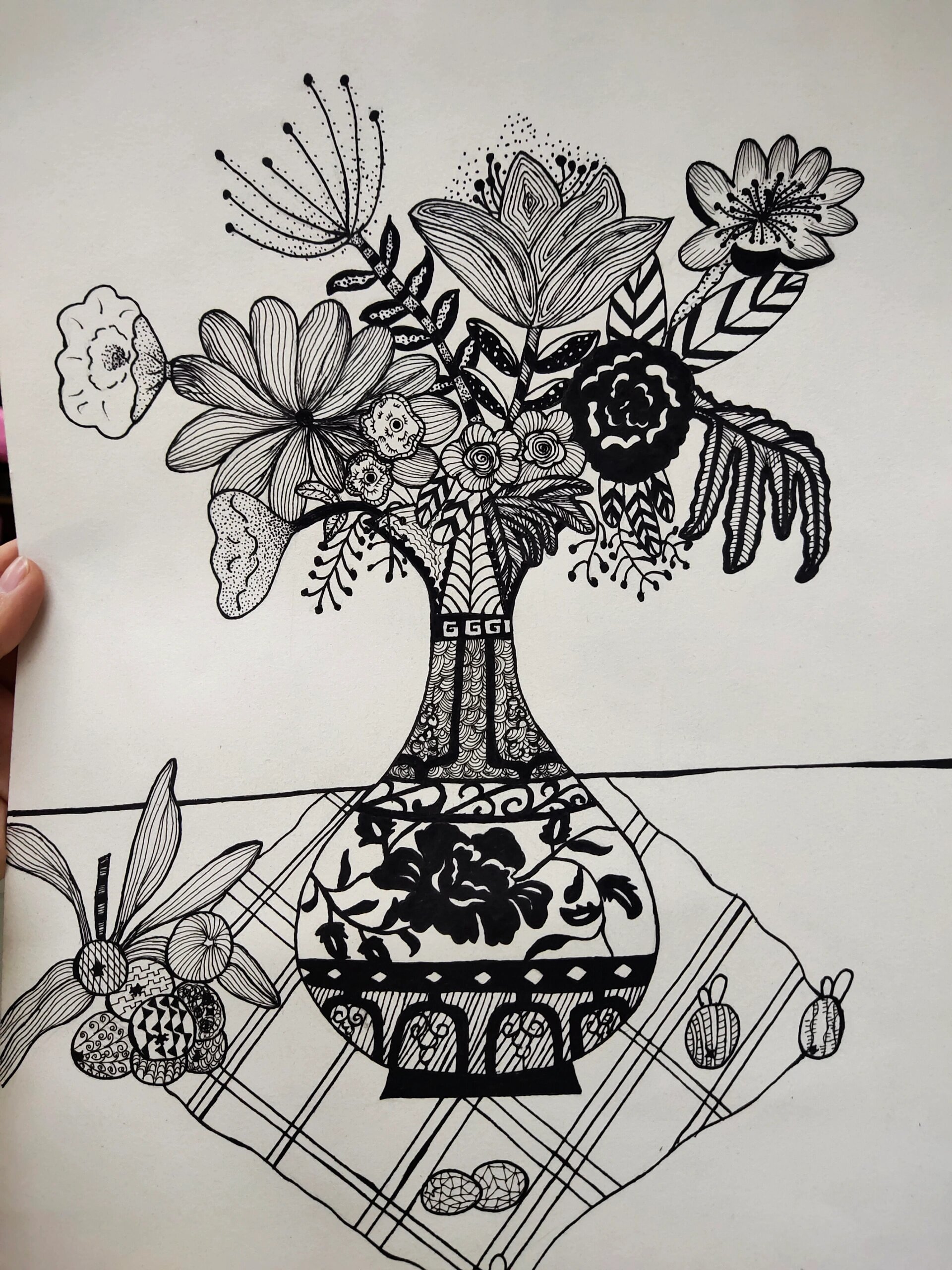 黑白装饰画～花瓶