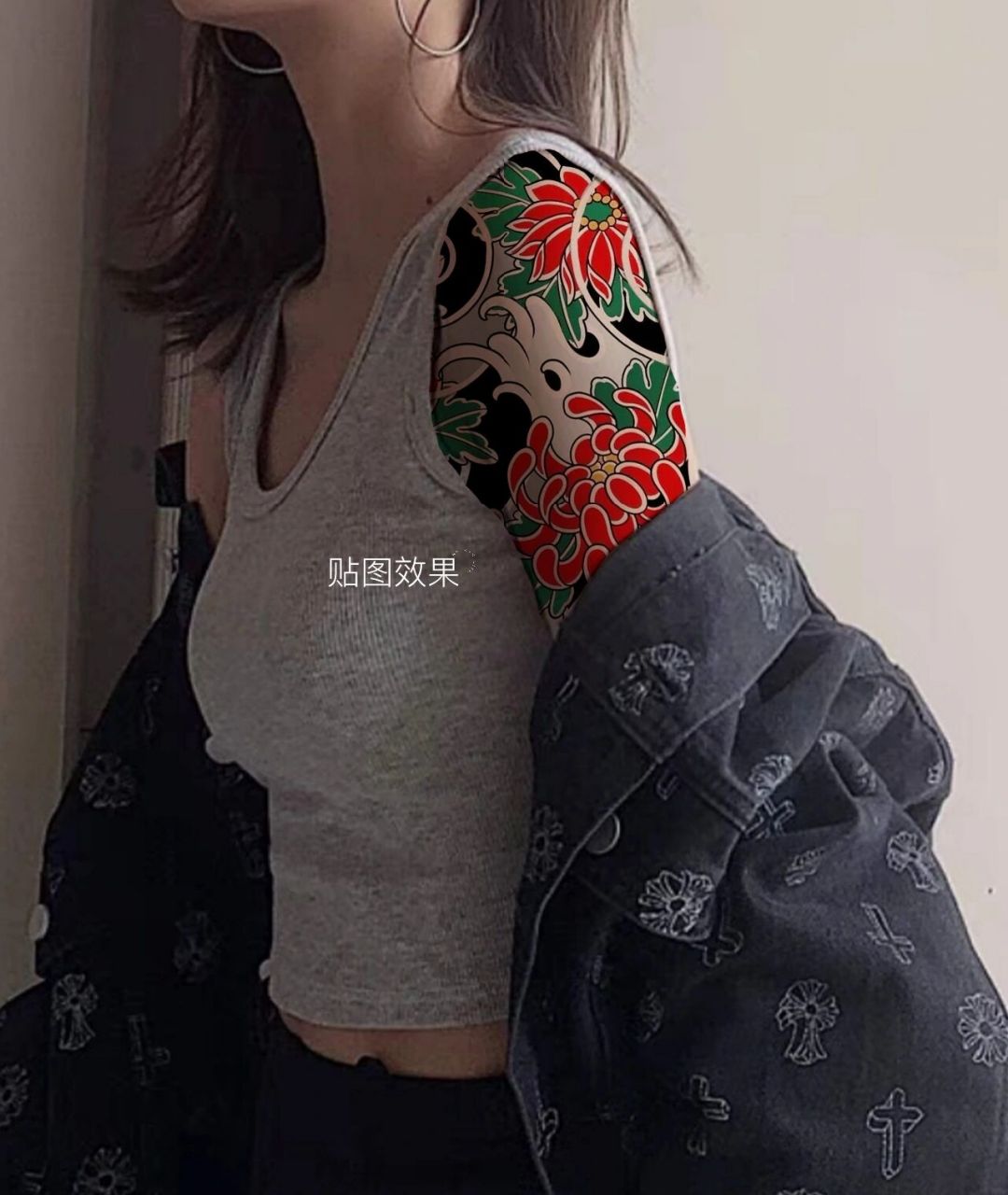 大臂菊花 半甲菊花纹身手稿       半甲菊花纹身手稿素材