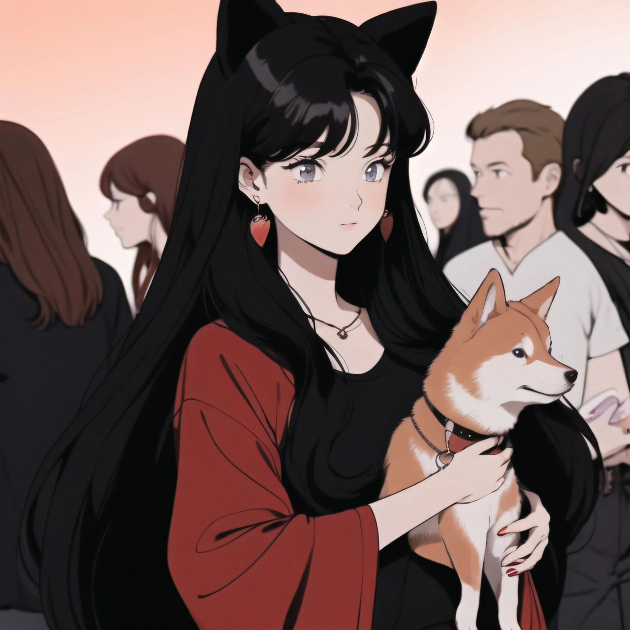 旧漫头像|复古风御姐和她的柴犬