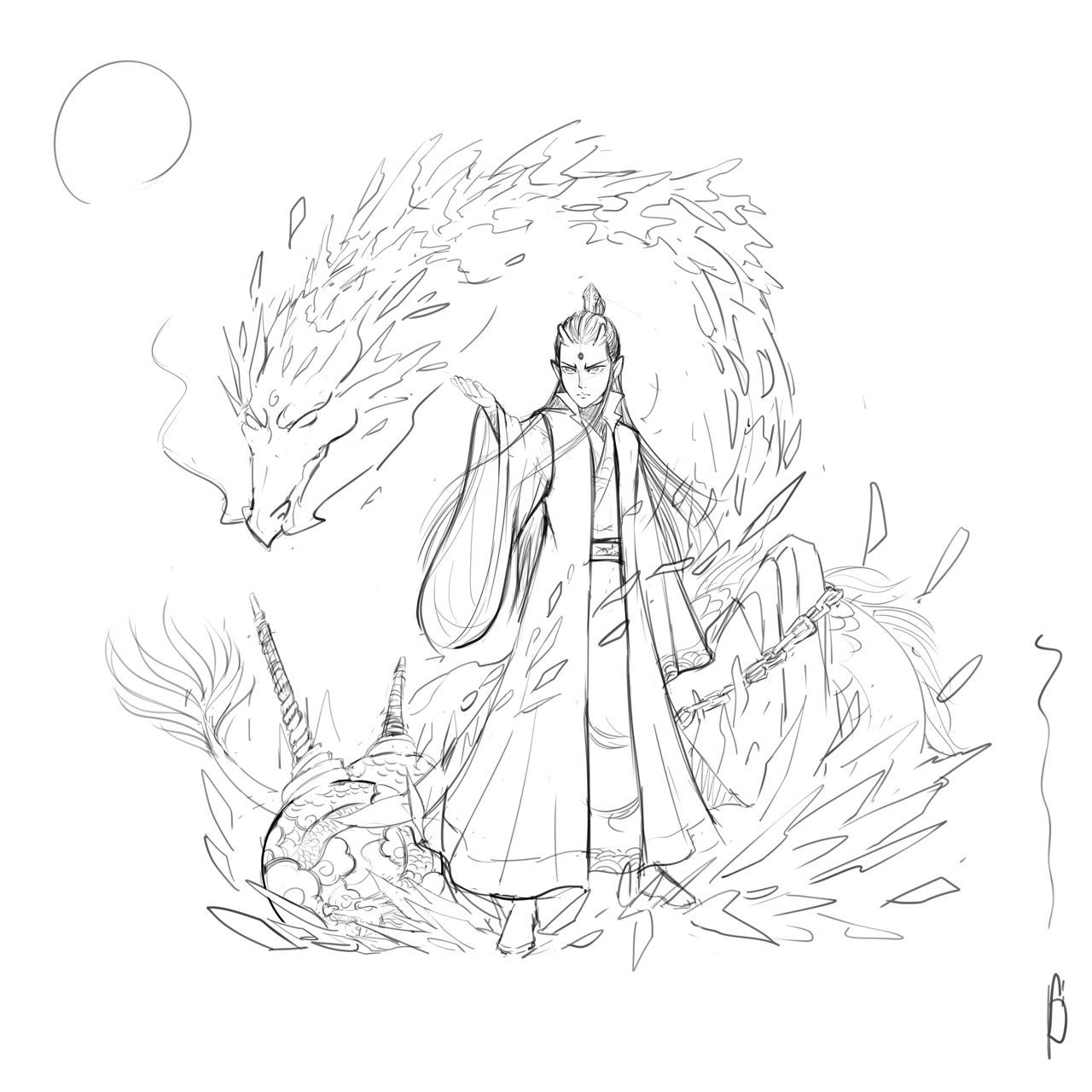 哪吒系列角色图鉴-敖丙(绘制过程分享)